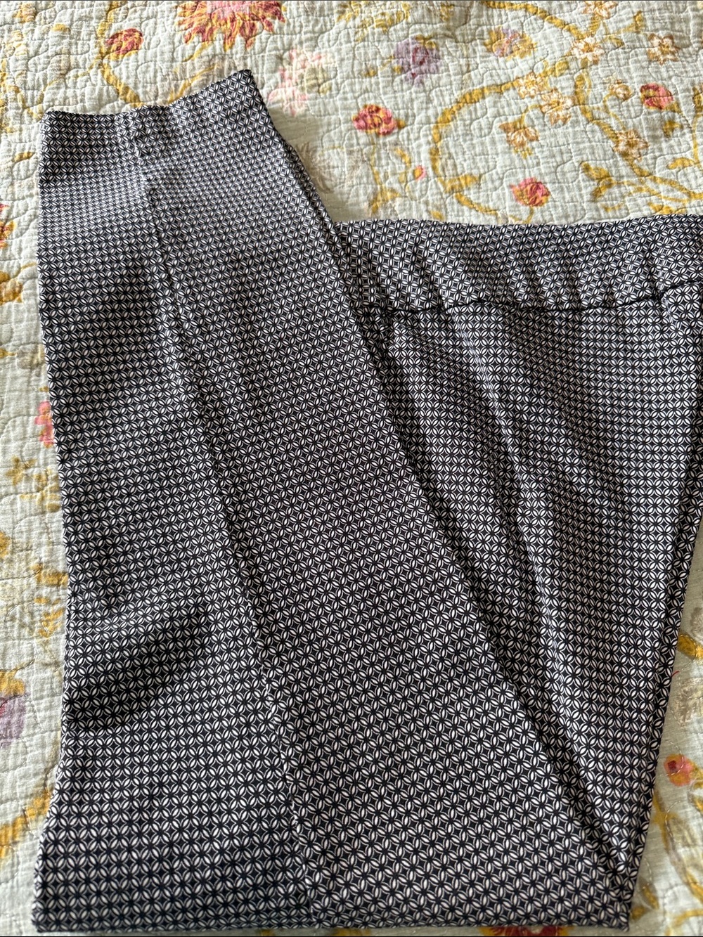 CJ Banks Black and White Geometric Wide-Leg Pants